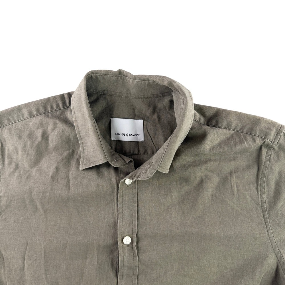 Samsøe Samsøe Button Down Men Medium Linen Blend Vento NX 6971 Short Sleeve